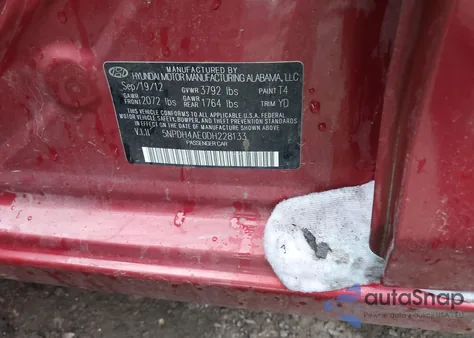 2013 Hyundai Elantra Gls z USA, uszkodzony, nr VIN 5NPDH4AE0DH228133